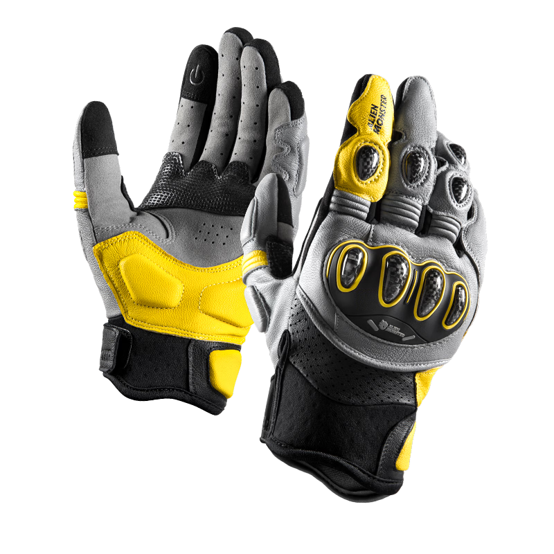 Alien Monster Ant King Motorcycle Gloves Carbon Fiber Anti-Fall Breathable Genuine Leather Riding Windproof Motorbike Gear Four Seasons Ultimate Gray M
