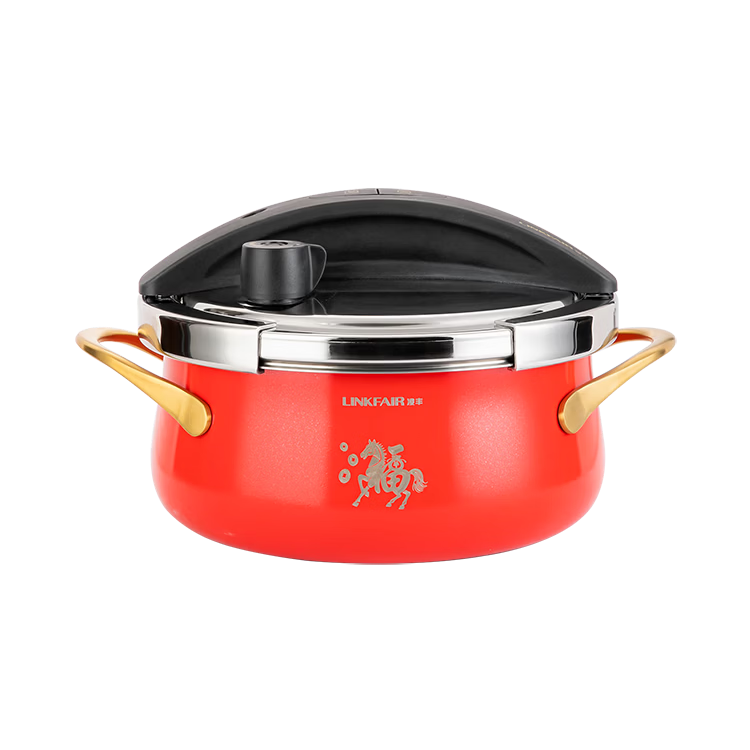LINKFAIR 4L Mini Stainless Steel Pressure Cooker Explosion-Proof Household High-Pressure Cooker One-Button Press Gas and Induction Cooker Compatible