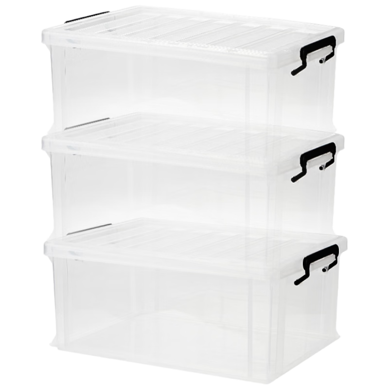JEKO&JEKO Special Storage Box, Transparent Toy And Clothing Organizer, Moving And Packing Container, 40L Capacity, Set of 3