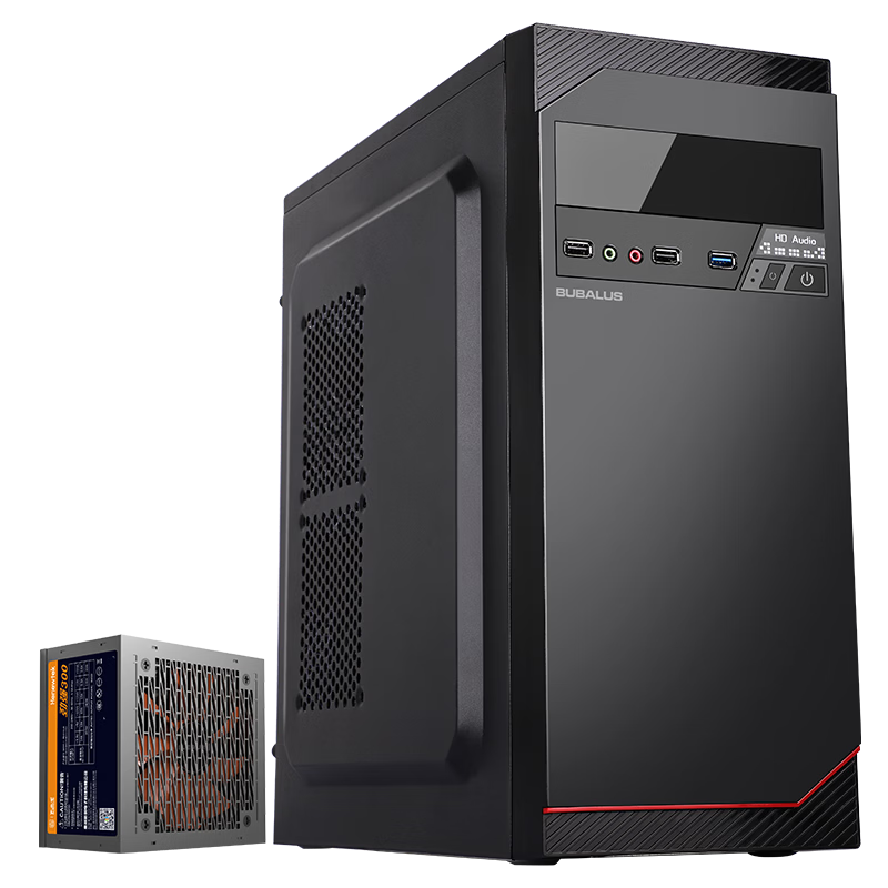 BUBALUS 1008 Business Case + Jin Qiang 300 Desktop Computer Tower Kit (With Optical Drive Bay/300W Power Supply/ATX Motherboard Support/Cable Management/For Home And Office Use)