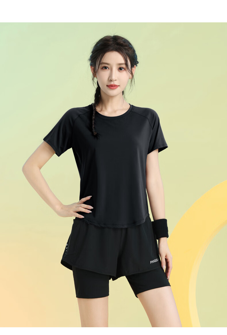 Baisirong Professional Women's Tennis Badminton Summer Short Sleeve Ultra-Light Quick-Dry Outdoor Cycling Fitness Running Sports Set 2