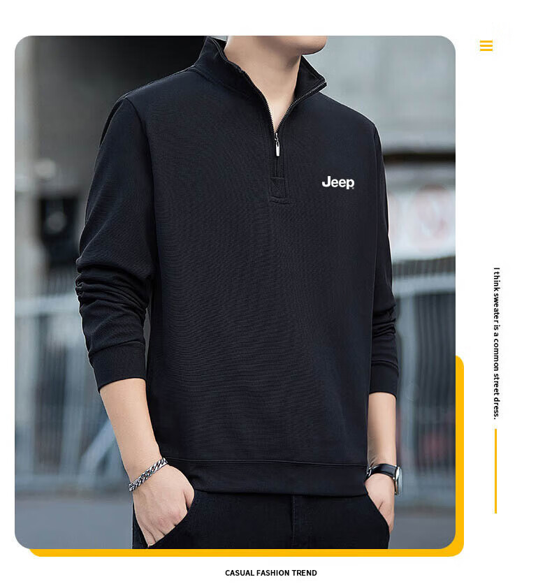 JEEP Men's Sweatshirt, Spring And Autumn Long-Sleeve T-Shirt, Casual Loose-Fitting Top, Undershirt for Fall, Army Green, XL 11
