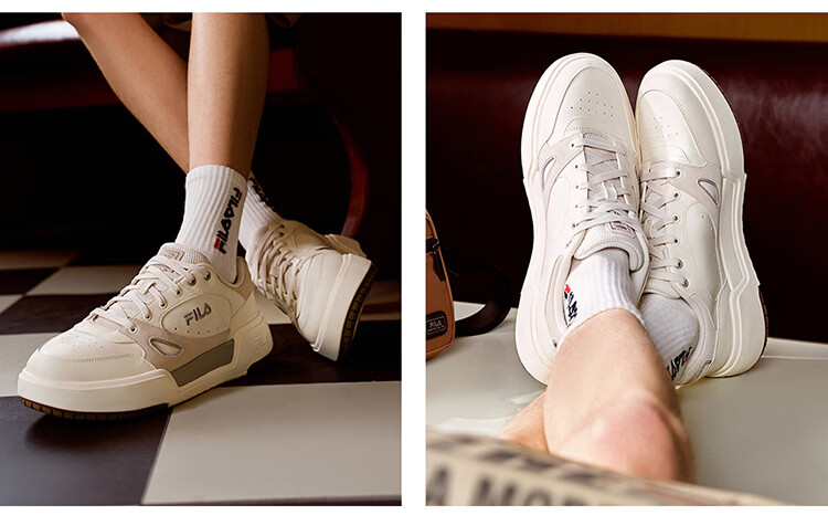 FILA Official Men's CAMPUS 1S Couple Sneakers Square Sole 1S White Casual Shoes 18