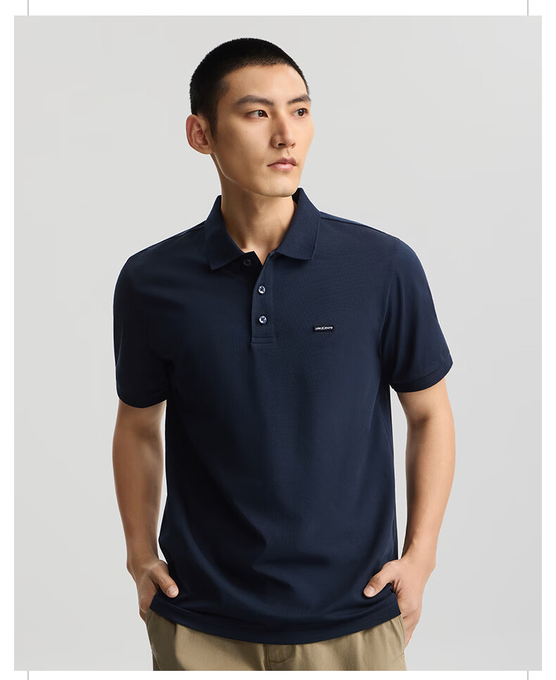 Lee 26 Spring Summer New Standard Fit Polo Shirt with Small Logo Emblem for Men Navy Blue 2XL 6
