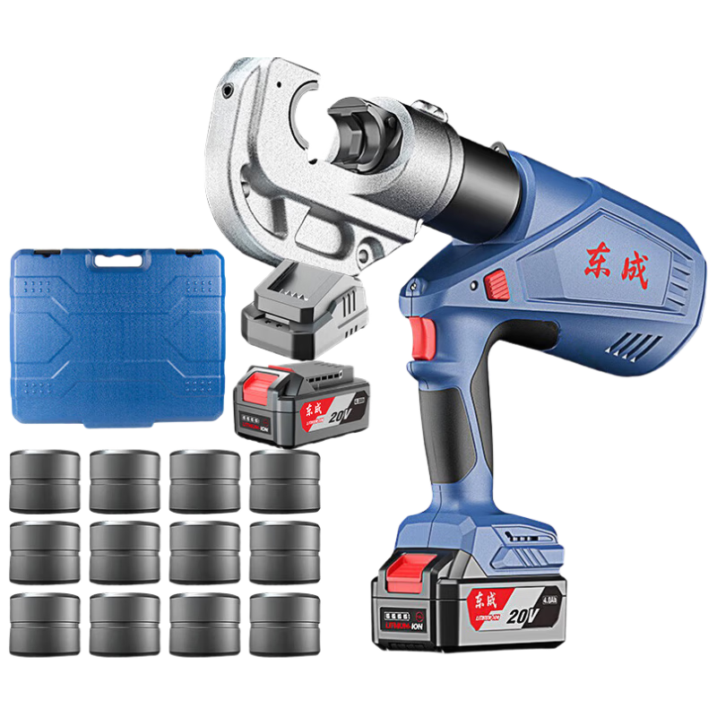 Dongcheng DCYH400E 20V Lithium Battery Hydraulic Crimping Tool Electric Wire Crimper 4.0Ah Dual Batteries and Charger