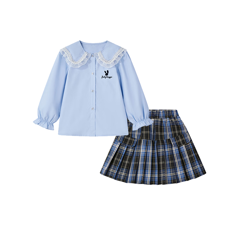 Disney Judy Bunny Police Officer Girls' Spring Autumn 2026 New Stylish Long Sleeve Shirt and Pleated Skirt Two-Piece Set