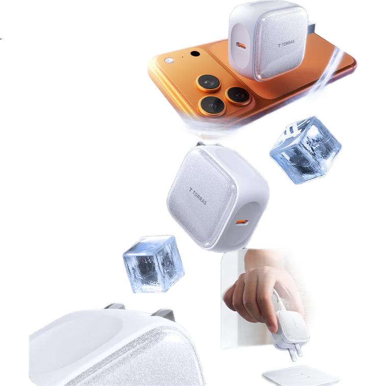 Зарядное устройство TORRAS IceCube CQ23, 45 Вт, для Apple iPhone 17, 16, 15 Pro Max, быстрая зарядка, оранжевое