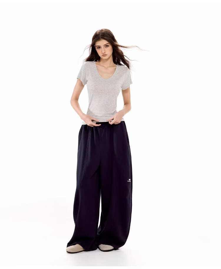 ICH MODE American Vintage Slim Fit V-Neck Cropped Short Sleeve T-Shirt Women Summer New Basic Shoulder Top Dark Purple S 23