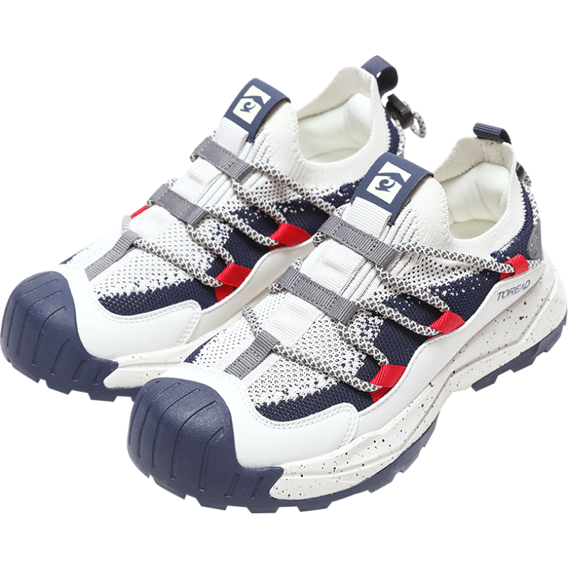 TOREAD Kids Sports Shoes Boys and Girls Mid-Size Spring Summer Bread Toe Hiking Shoes White/Blue Size 33