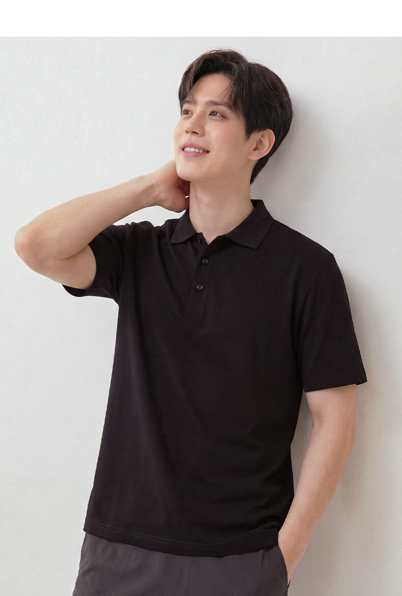 Romon Ice Silk Short Sleeve T-Shirt Men's Summer Business Casual Polo Collar Base Shirt Middle-aged and Young Dad Men's Wear 12