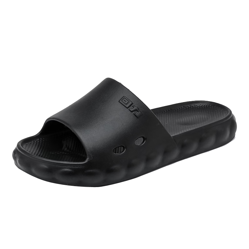 Warrior Men's Bathroom Slippers Non-Slip Shower Sandals Comfortable Cool Slippers HL0638 Black Size 44-45