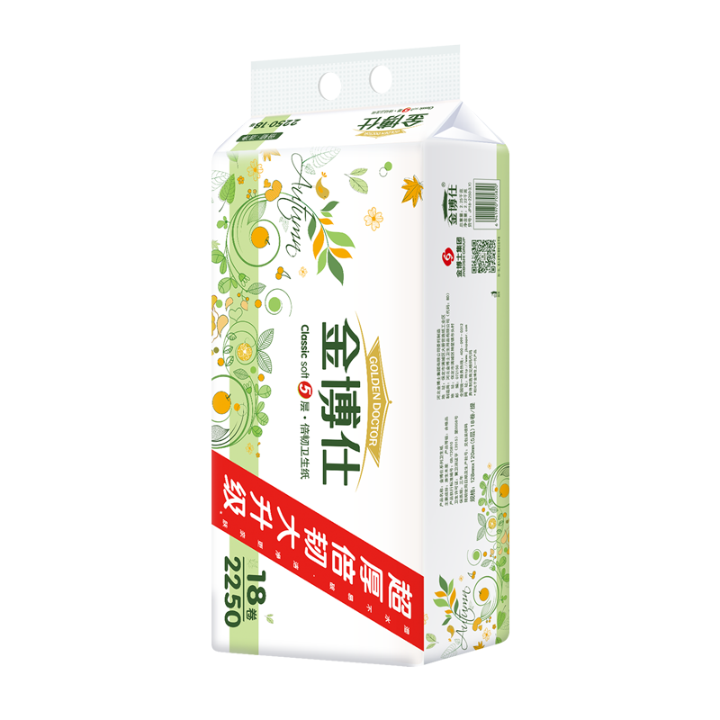 Jinboshi Coreless Toilet Paper 5-Ply 2250g/18 Rolls 4.5 lbs Household Tissue Paper Hand Towels Bathroom Paper