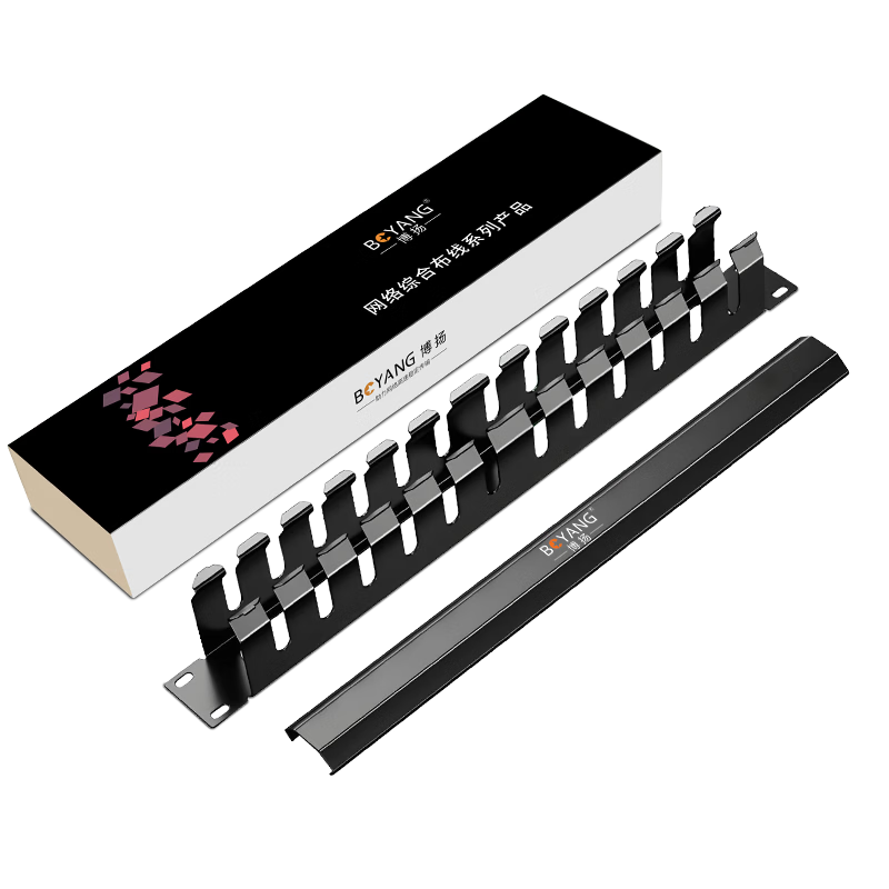 BOYANG High-Profile 12-Slot 24-Port Cable Management Rack, Network Cable Organizer 19-Inch Rack-Mounted Cabinet Network Patch Cord Fiber Optic Pigtail Cable Management Tray BY-LXJ