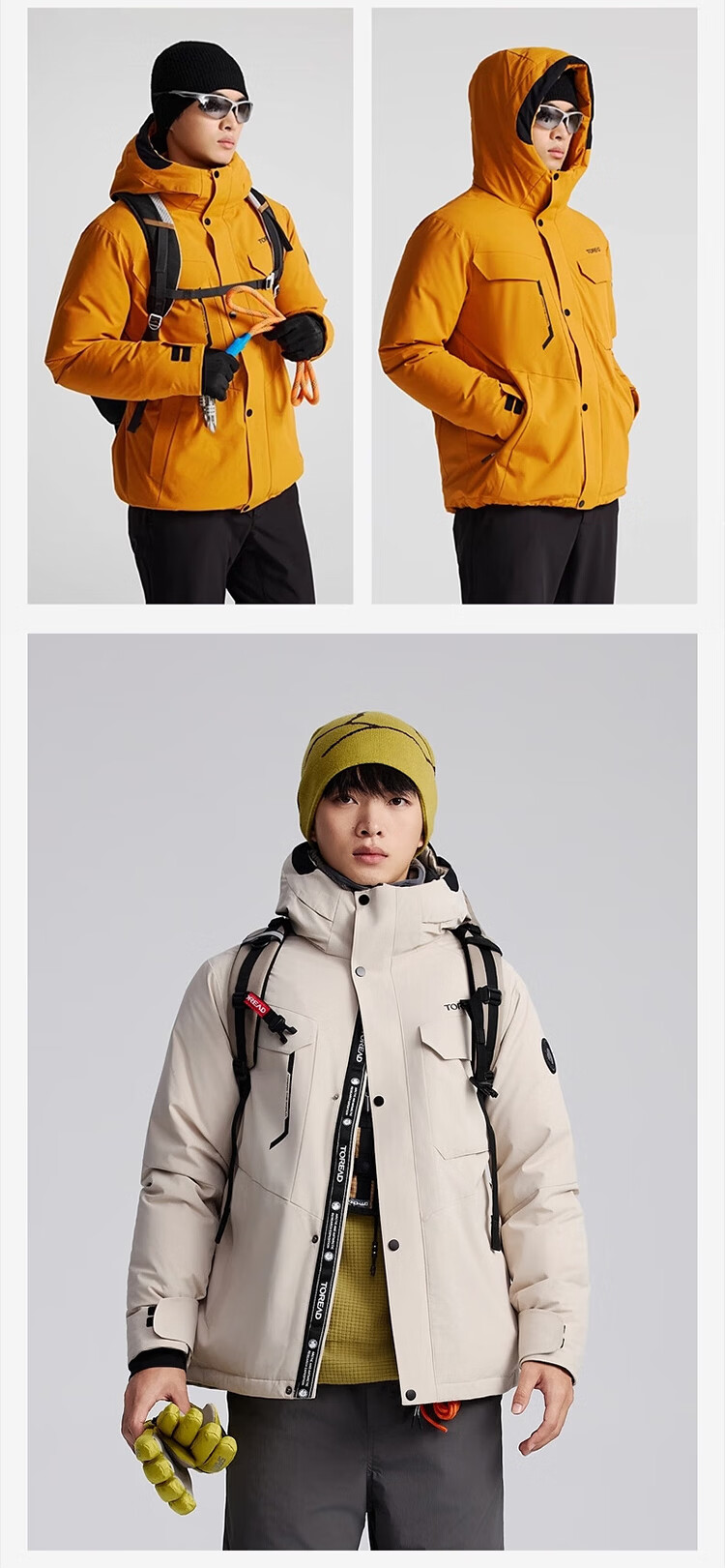 TOREAD Blizzard Down Jacket Unisex Goose Down Outdoor Cold-Resistant Thickened Warm Coat Black XL 14