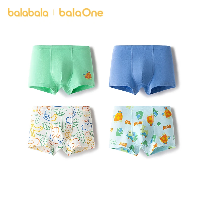 Balabala Boys' Kids' Boxer Briefs 4-Pack Antibacterial Soft Comfortable Children's Underwear