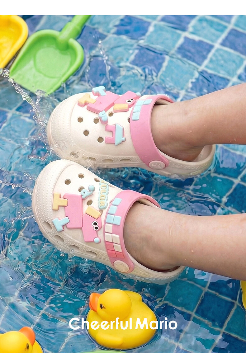 Cheerful Mario Baby Slippers Summer New Children's Home Breathable Bath Toddler Boys Girls Closed-Toe Beach Clogs 28