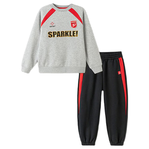 Balabala Kids Boys' Outfit 2025 New Spring Autumn Fleece Lined Red New Year Celebration Sportswear Trendy Cool
