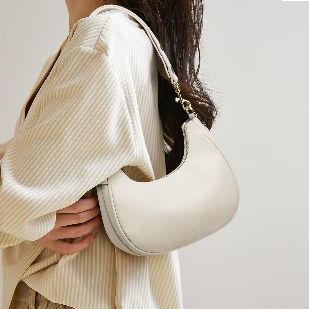 St&Sat Women's Bag 2026 New Fashion Versatile Crescent Shoulder Bag Underarm Handbag Birthday Gift