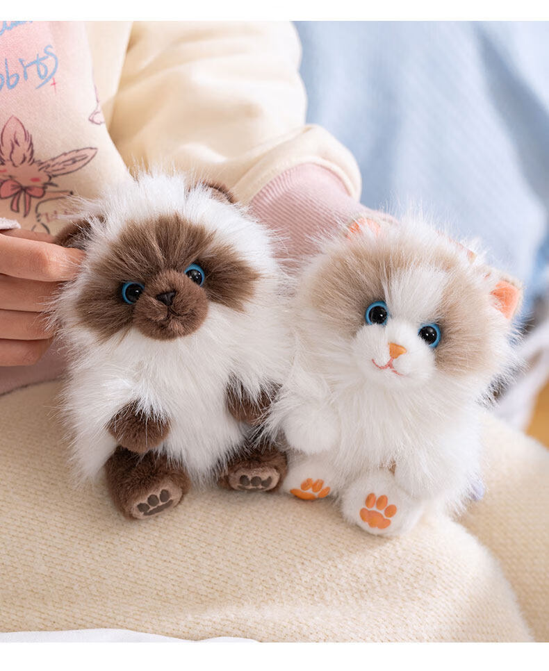 WELTSTON Plush Toy Cat Doll Stuffed Animal Pillow Gift for Girls' Birthday Present, White Cat Figurine 7