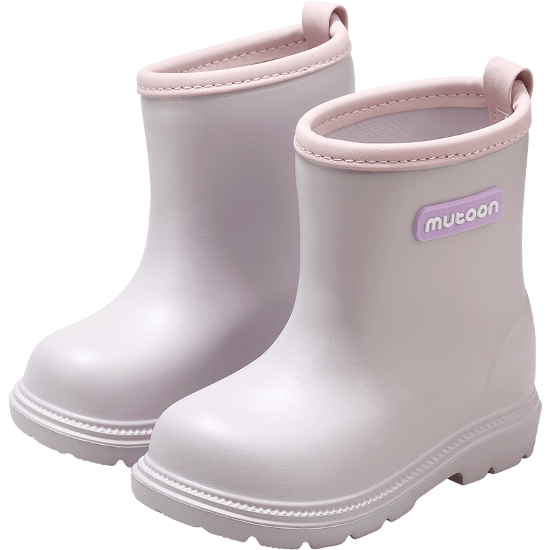Mutong Kids Waterproof Rain Boots for Boys and Girls, Lightweight Toddler Water Shoes, Kindergarten Size, Cherry Purple 180