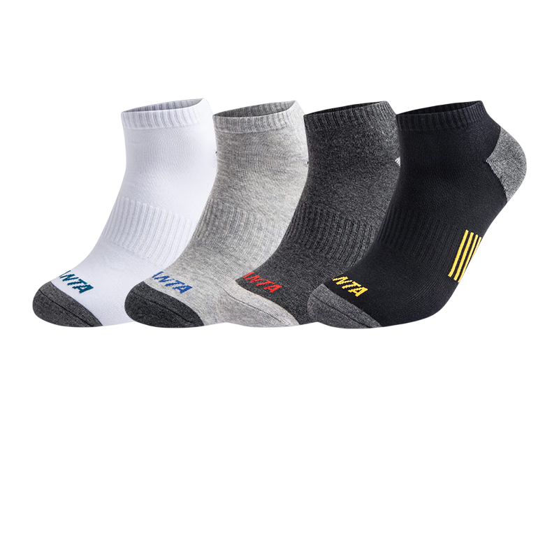 Anta Socks [4 Pairs] Sports Short Socks Comfortable Antibacterial Sweat-Absorbing Breathable Running Basketball Socks Unisex
