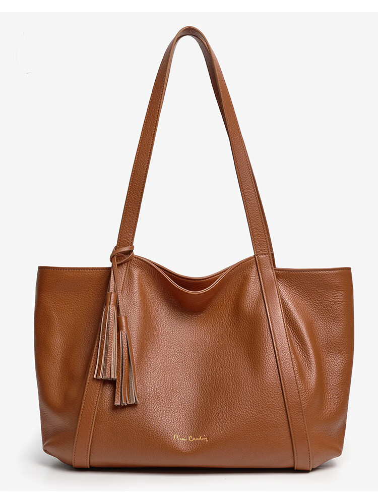 Pierre Cardin Women's Bag 2026 New First Layer Cowhide Large Capacity Commuter Tote Bag Women's Day Gift Black Gift Box Set 19