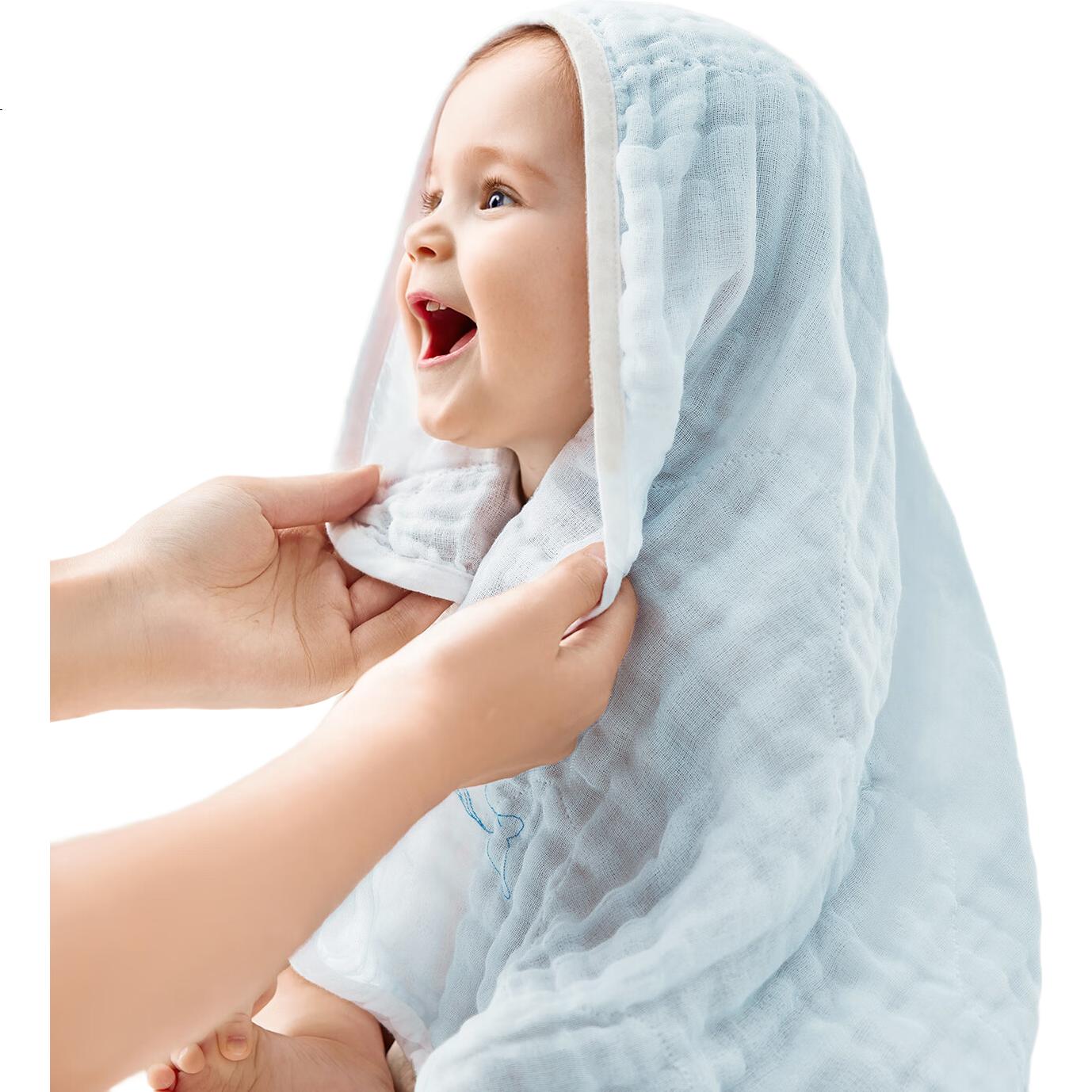 Детское банное полотенце Babycare, муслиновое, для новорожденных, размер 70х70 см, цвет "Цинчуань синий"