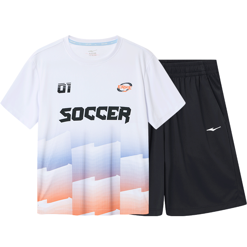 ERKE Kids Boys Quick-Dry Sports Set Summer UV50+ Sun Protection Football Outfit Bright White 170