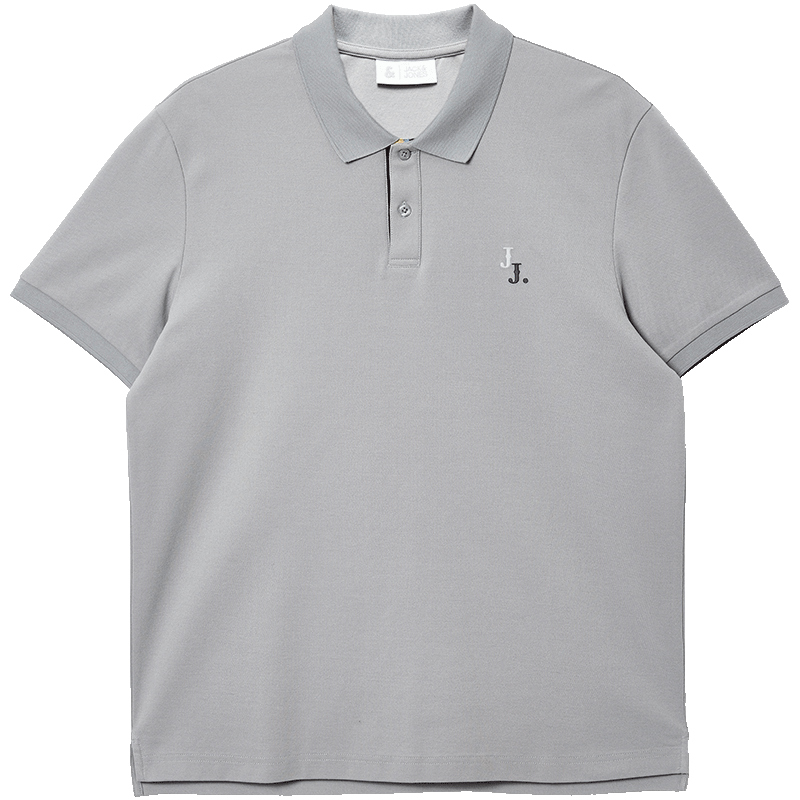 JACK&JONES Men's Trendy Embroidered Letter Ribbed Collar Cool Feeling Straight Polo Shirt 226106024