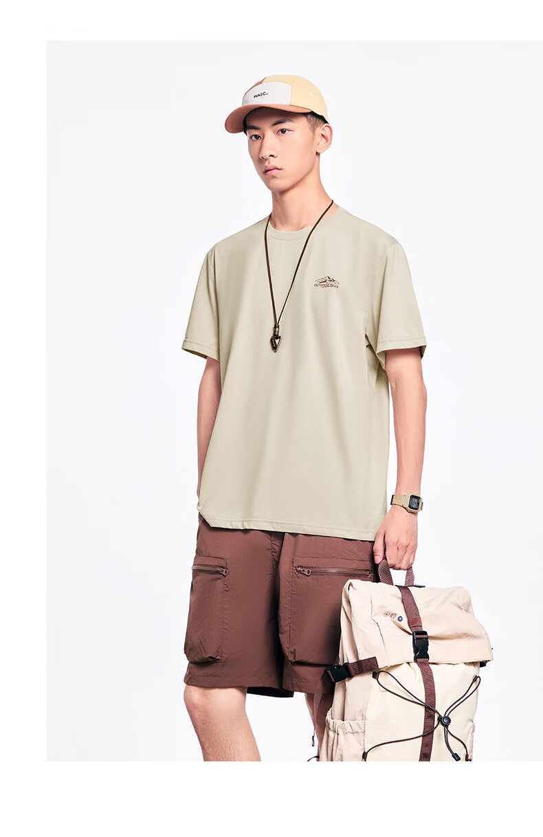 Erke Antibacterial Men's Sports Short Sleeve T-Shirt Summer New Solid Color Crew Neck Running Casual Base Layer Tee 15
