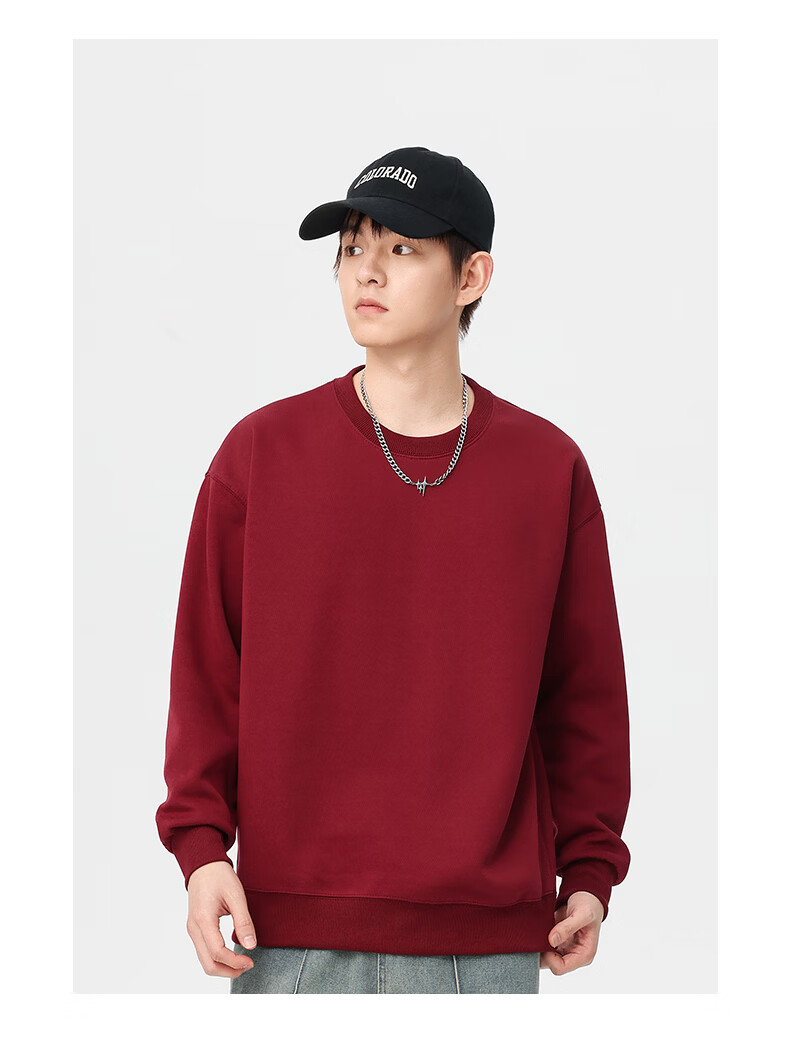 Jeanswest Men's Pullover Hoodie Spring Autumn Trendy Solid Color Breathable Comfortable Black 2XL 13