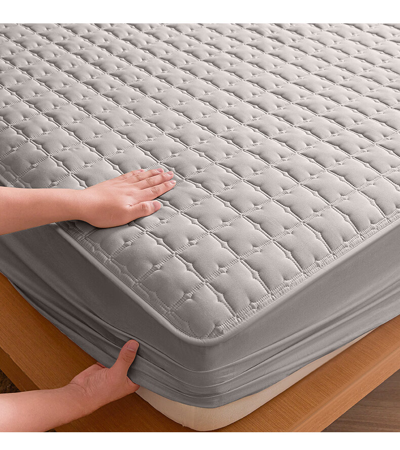 Grace Antibacterial Quilted Washable Thickened Fitted Sheet Mattress Protector Dark Gray 1.8m 5