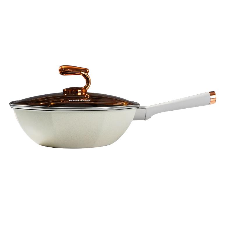 KONKA Non-Stick Frying Pan 34cm Large Capacity Stir-Fry Pan Compatible with Induction Cooker and Gas Stove