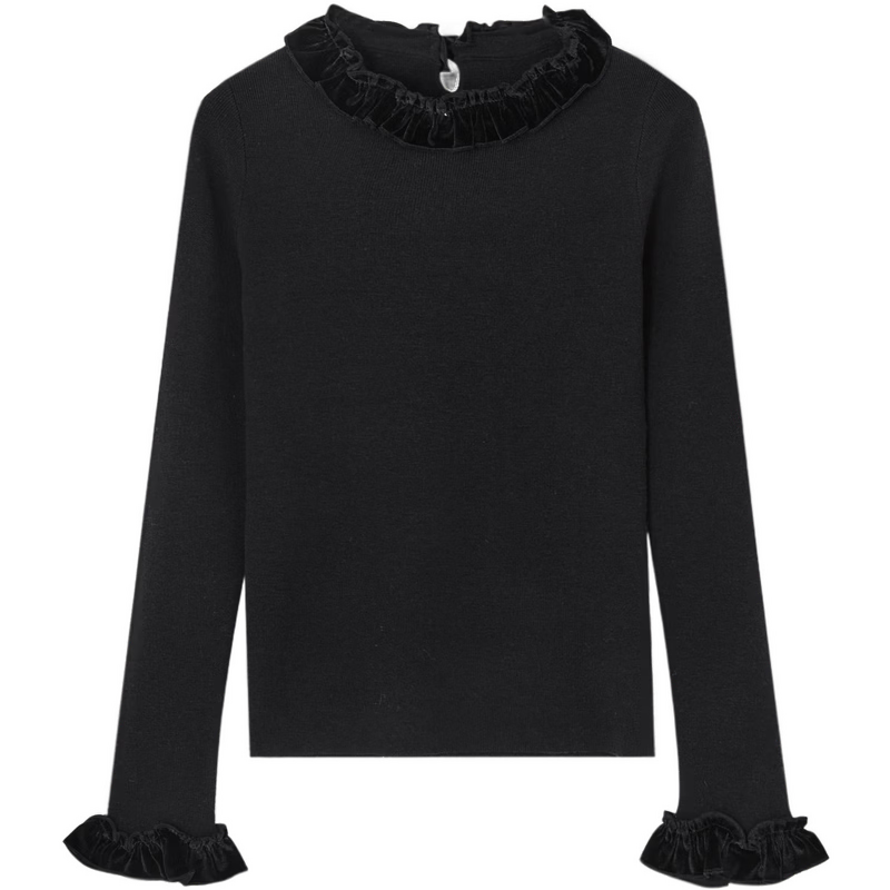 Demana Romantic Silhouette Winter Elegant Color-Block 3D Decorative Crew Neck Slim Fit Soft Stretch Knit Sweater for Women