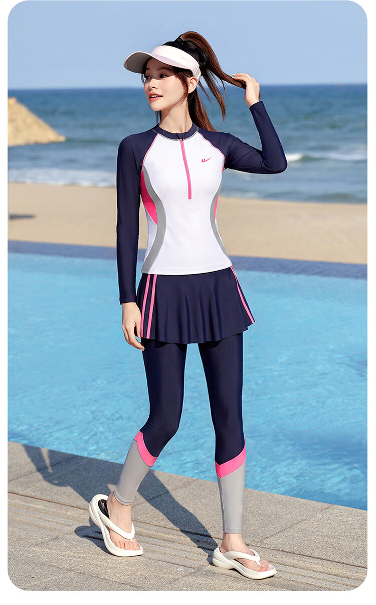 Warrior Women's Long Sleeve Long Pants Swimsuit High-Grade Sun Protection Hot Spring Surfing Snorkeling Jellyfish Suit 16098H1L Black 2XL 9