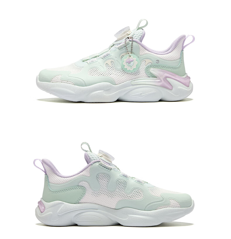 ERKE Kids Girls Casual Shoes Children's Breathable Mesh Sports Shoes Microcrystalline White/Sea Green Size 33 20