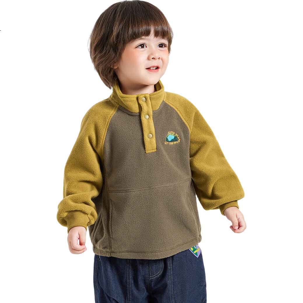 Ciciibear Baby Sweatshirt Double-Sided Fleece Spring And Autumn 2024 New Style Children's Long-Sleeve Inner Pullover Sweater Boys Winter
