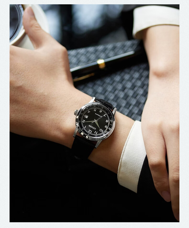 CITIZEN Unisex Watch Japanese-Korean Automatic Mechanical Date Display Steel and Leather Strap Business Father's Day Gift NJ0210-05E 9