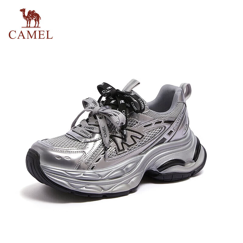 CAMEL Galaxy 3rd Generation Dad Shoes Women Colorblock Patchwork Height Increasing Outdoor Casual Shoes L26S283014 Gun Color Size 35