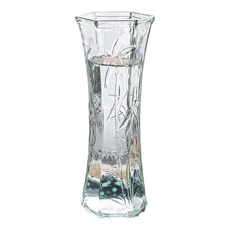 Jidukongjian Glass Vase, Living Room Decoration, Desktop Ornament, Hydroponic Flower Arrangement, Transparent Glass Vase, Diamond-Shaped, Lucky Bamboo