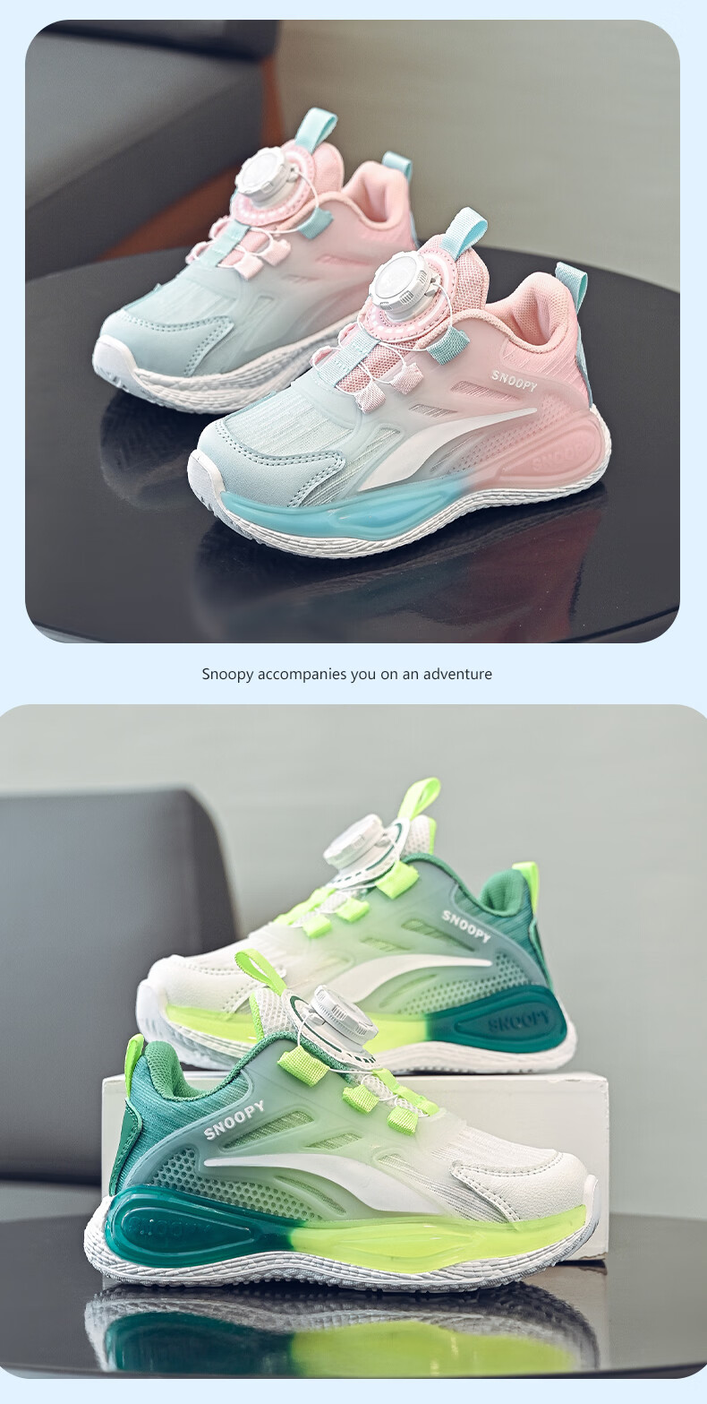 SNOOPY Kids Unisex Lightweight Running Shoes Casual Soft Sole Sports Shoes 0031 Light Blue Size 32 6
