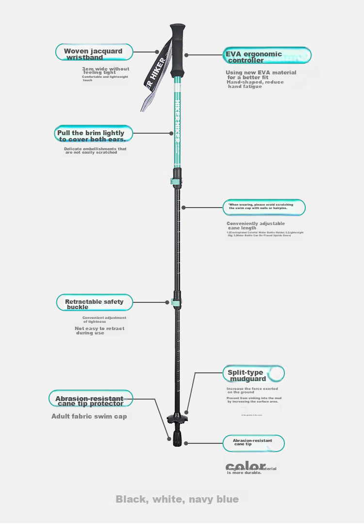 Pelliot [Qingyi AL] Children's Outdoor Trekking Pole, Aluminum Alloy Telescopic Hiking Stick, 166036026 Gree 6