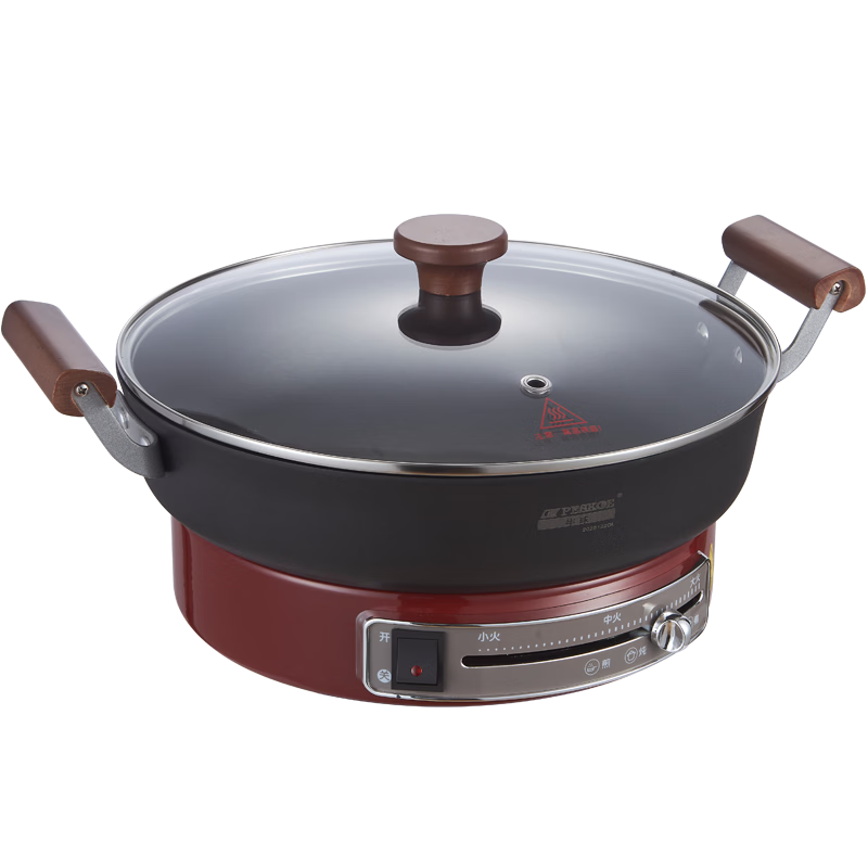 PESKOE Non-Coated Electric Griddle Cast Iron Thickened 32cm Deep Pancake Maker Multifunctional Electric Skillet DJT5-32