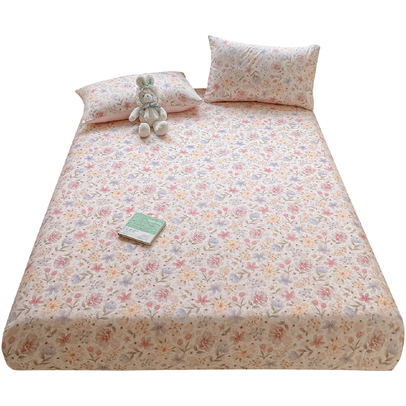 Hongdou 100% Cotton Full Coverage Fitted Sheet Mattress Protector Pure Cotton Bed Cover 1.8*2.0m Detailed Pattern