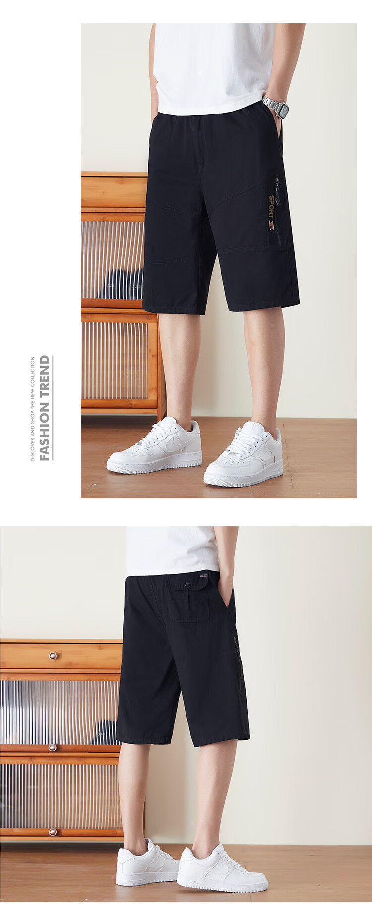 RED DRAGONFLY Men's Summer Fashion Simple Cotton Comfortable Breathable Versatile Seven-Point Sports Cargo Shorts 27