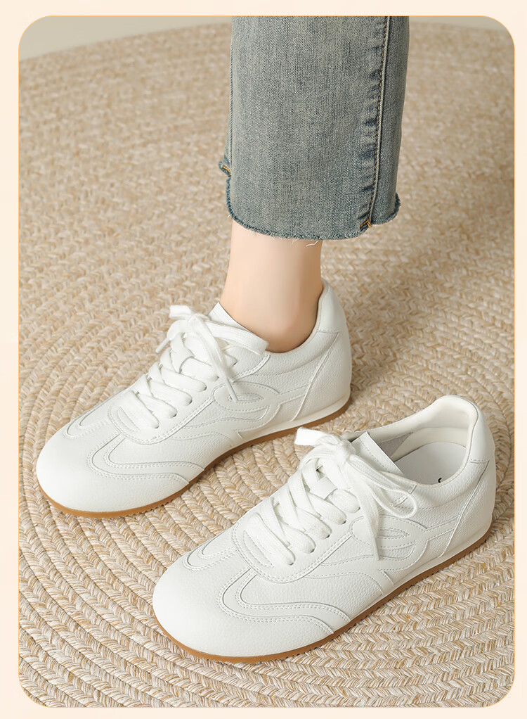 Zhuoshini Versatile White Sneakers for Women Soft Sole Sports Shoes White Size 35 (225mm) 5