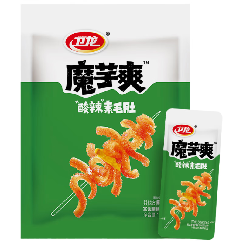 卫龙 魔芋爽 辣条 酸辣味素毛肚 180g/袋 休闲小零食 约12小包