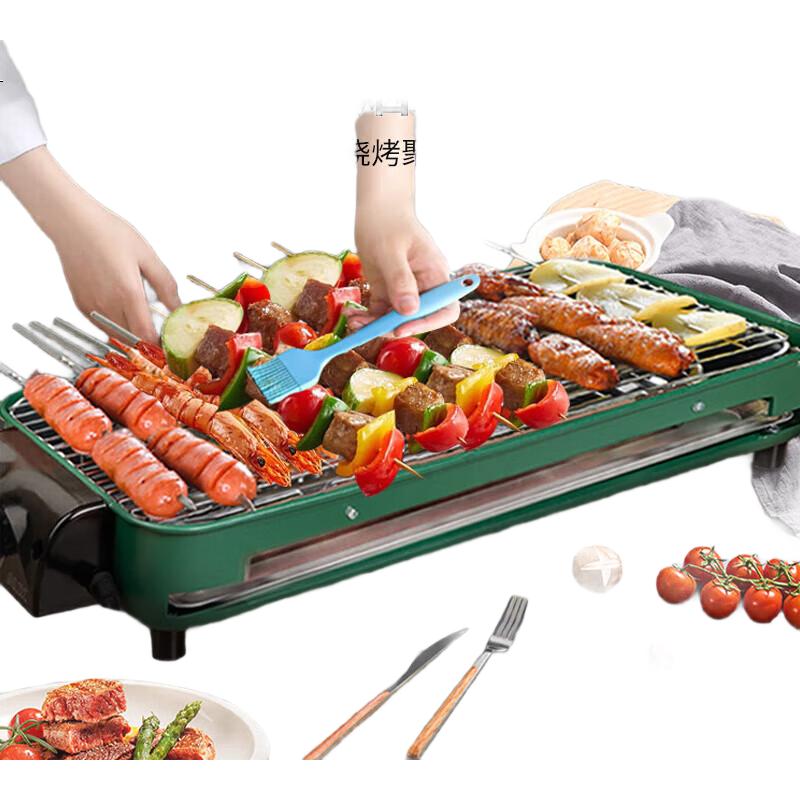 Электрический гриль AUX LA-KP03-C, домашний, без дыма, для мяса, с регулировкой температуры, зеленый