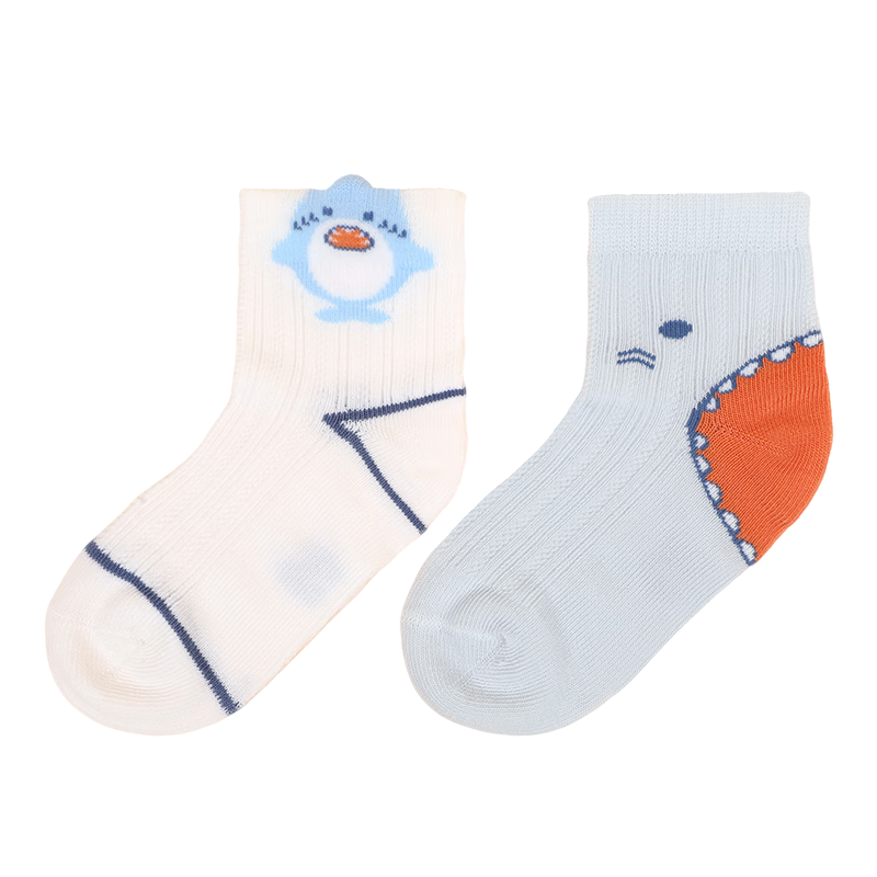 DR·KONG Kids Socks Comfortable Casual Colorful Socks (2 Pairs per Set) Spring and Autumn Style A00A1011 White/Blue