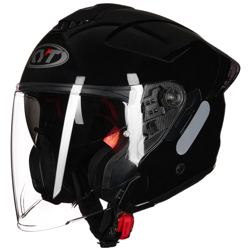 KYT RA-01 3/4 Half Helmet Retro Cruiser Motorcycle Riding Double Visor Four Seasons Glossy Black L